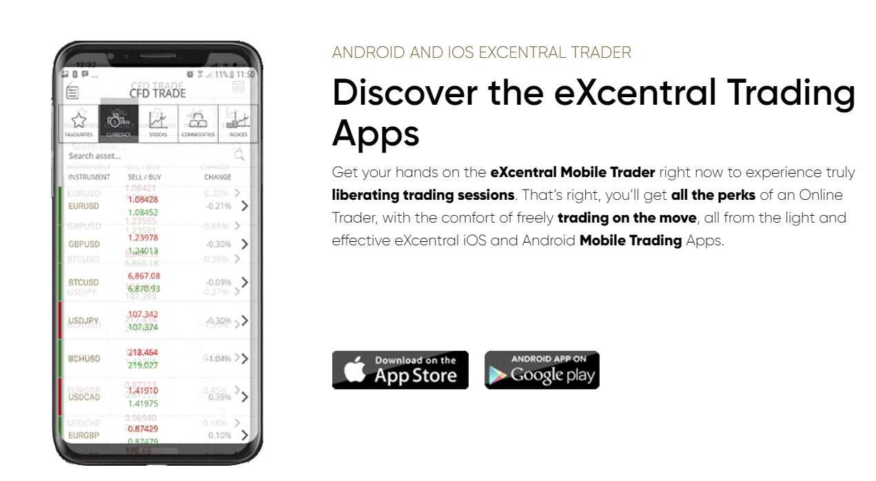eXcentral trading apps