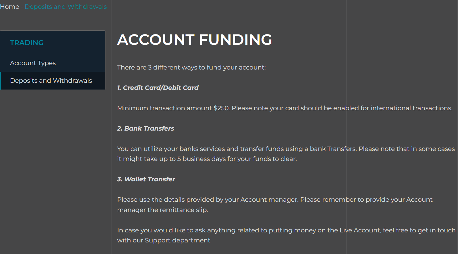 BullCFD Account Funding