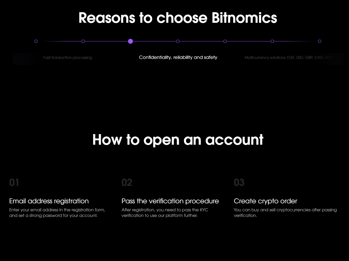 opening an account with Bitnomics